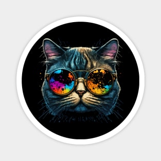 funny cat face with funky glasses Magnet